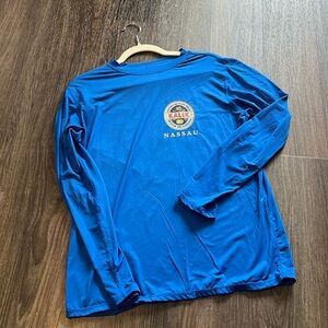 Long sleeve, navy blue, gently worn.